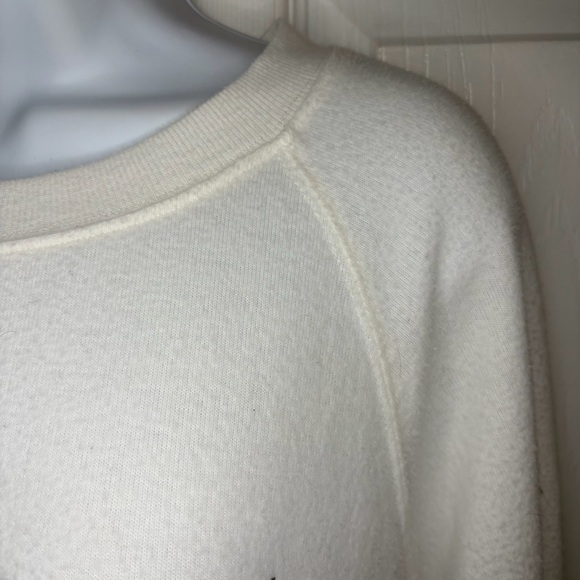 Z Supply Happy Graphic Print Sweatshirt Ivory White Crew Neck Lightweight M - Picture 5 of 11